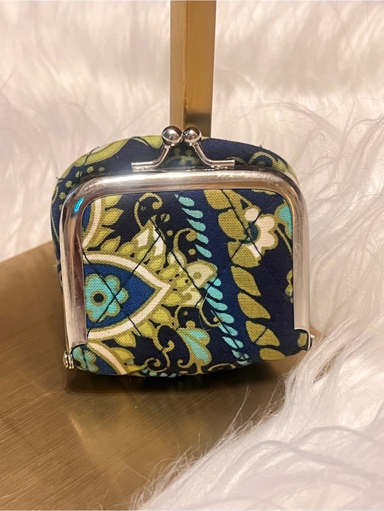 Vera Bradley Handbags - Vera Bradley Navy Floral Kiss-Lock Coin Purse with Teal & Lime Accents